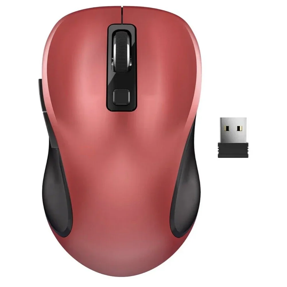 Wireless Mouse Red 2.4G w/ 6D Buttons, ergonomic, smooth Mouse for Laptop PC Mac